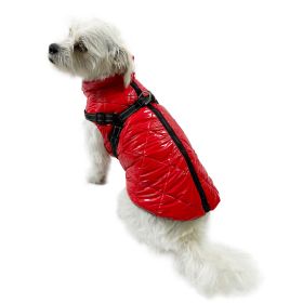 Water Resistant Puffy Vest with Built (Color: Red, size: XL)